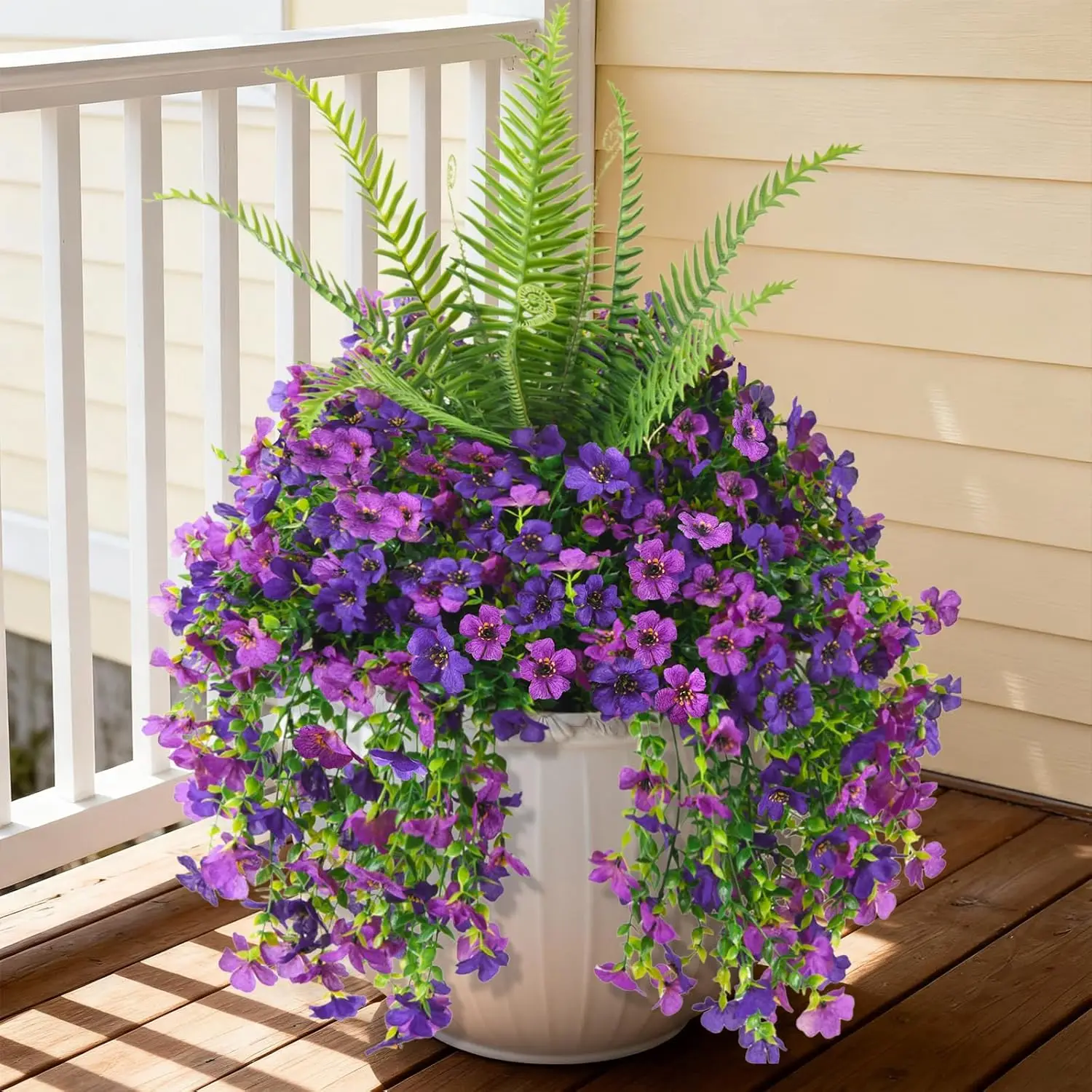 

Artificial Fake Hanging Flowers with Fake Fern for Outdoors UV Resistant Artificial Plants Spring Decor Look Real Faux F