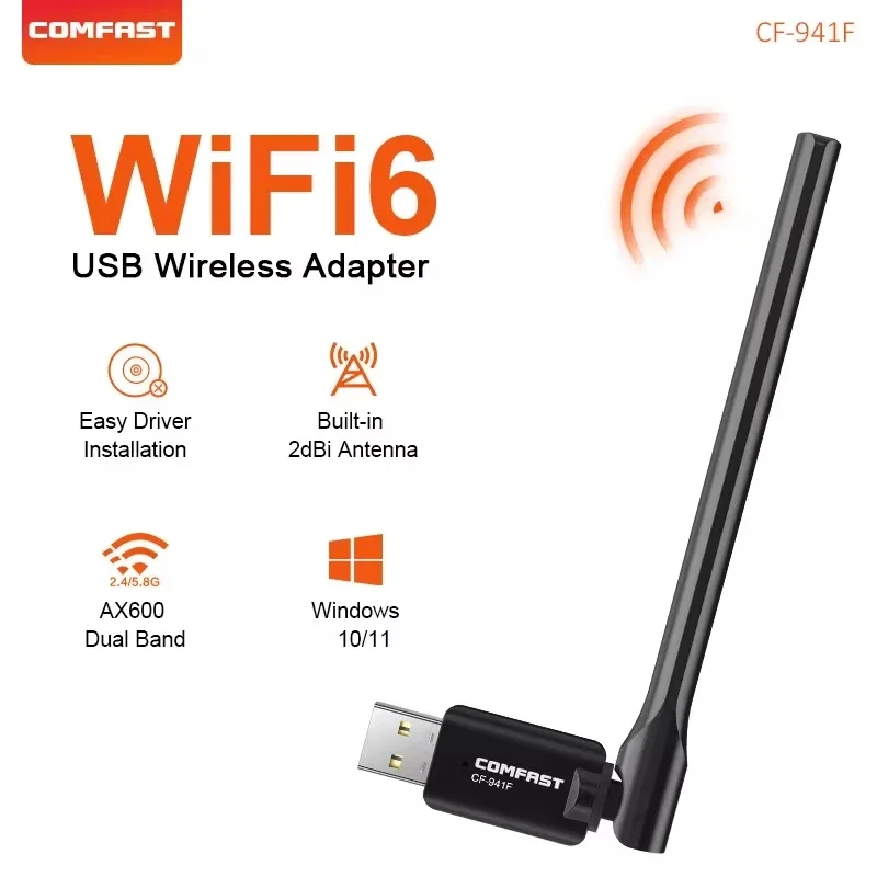 COMFAST WIFI5/WIFI6 600/1300Mbps USB Wifi Adapter 2.4G/5.8Ghz Network Card USB3.0/2.0 WIFI Dongle Receiver For PC Win10/11