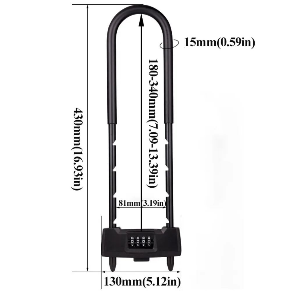 

Shop Adjustable Shackle Combination Lock Long Shackle Heavy Duty Passwords Lock Anti-Theft U-Shape Glass Door Lock Fence