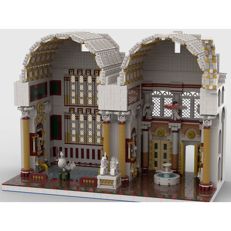 مدينة شارع عرض نموذج Moc قوالب بناء الرومانية الإمبراطورية حمام نموذج التكنولوجيا وحدات كتل عيد الميلاد مجموعة لتقوم بها بنفسك لعبة الهدايا #5