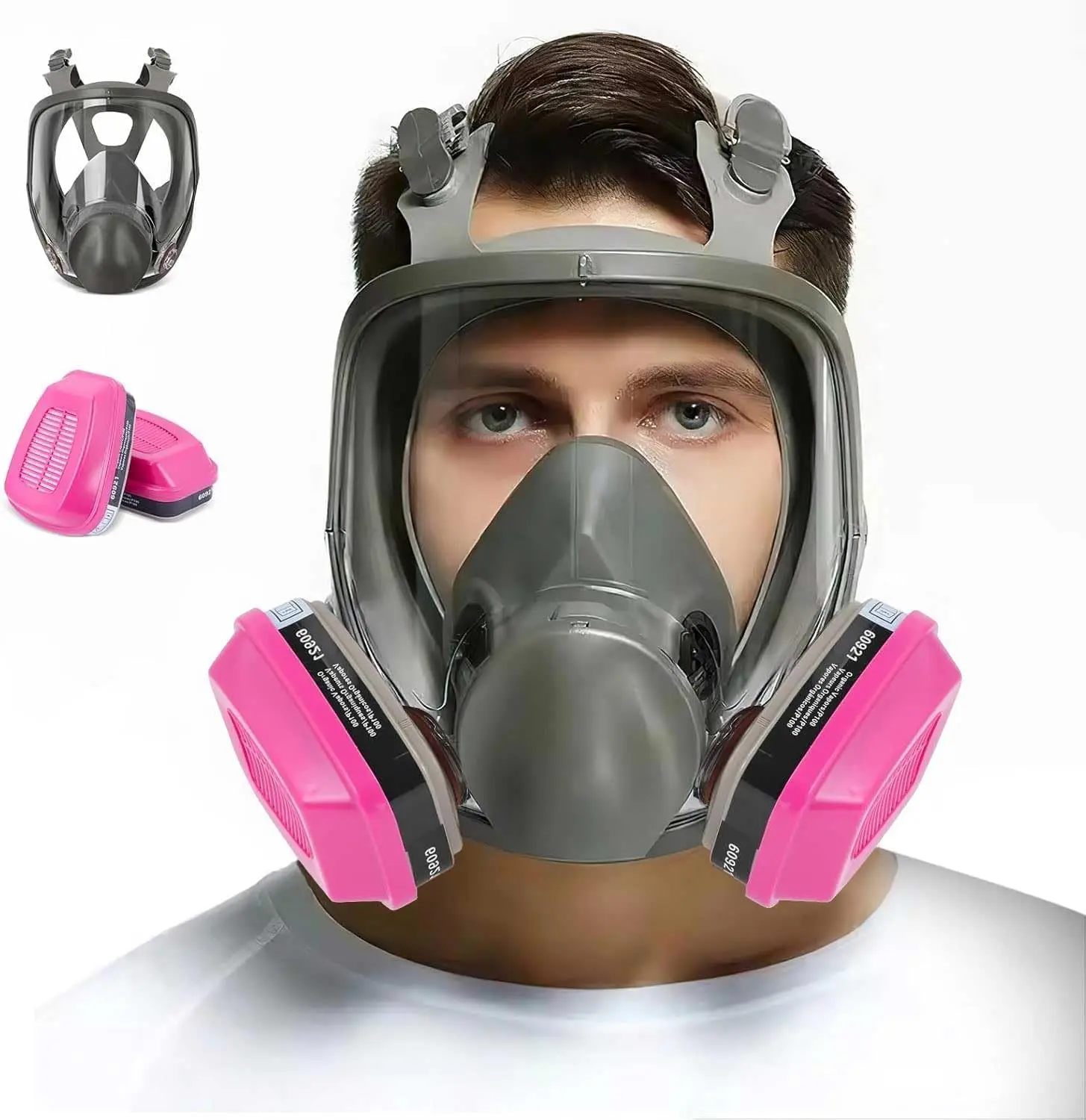 Full Face Respirator Gas Mask: 6800 Reusable Mask with Filter 60923&2097 Dust Mask Anti Fog Organic Vapor Smoke Spray Paint