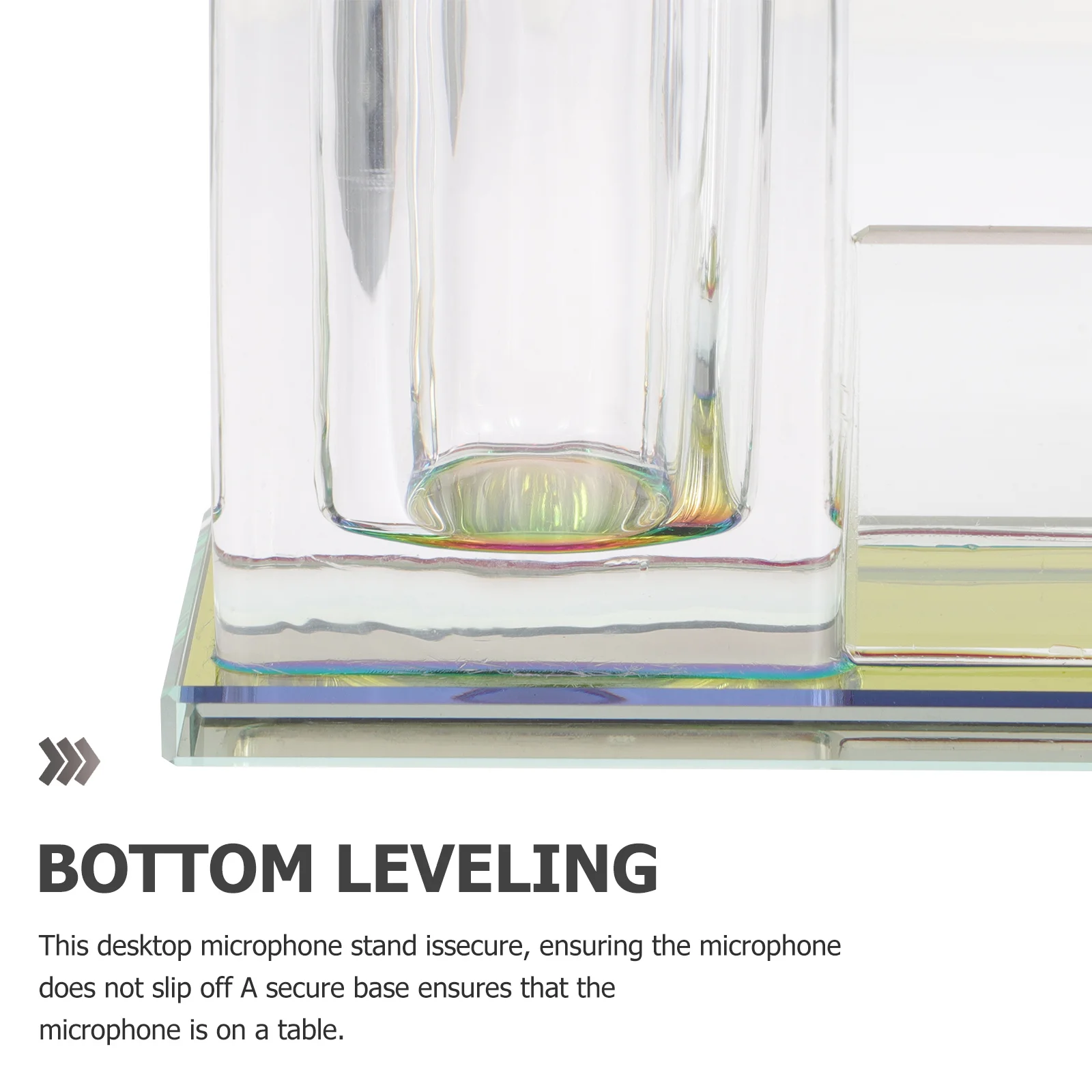 

2-Slot Crystal Acrylic Desktop Microphone Stand Wireless Mic Holder Stable Mic Support Rack Desktop Microphone Stand