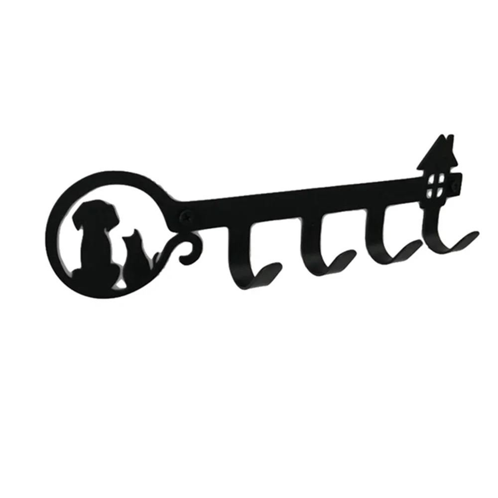 

Wall Decor Black Metal Key Holder with 4 Hooks for Entrance Kitchen Corridor Office Key Hook