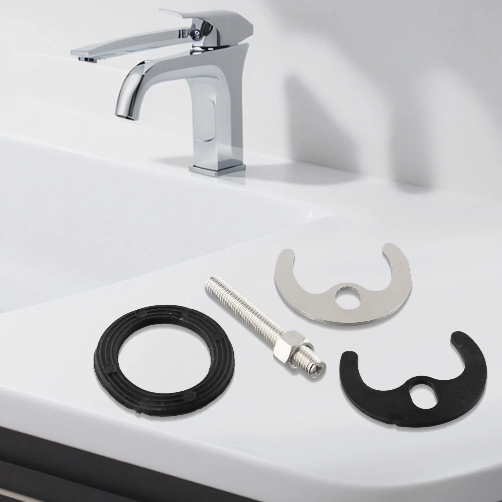 Monobloc Faucet Mounting Kit for Basin Sinks with Stainless Steel Bolt ABS Bracket Rubber Gasket and 33mm 48mm Washers