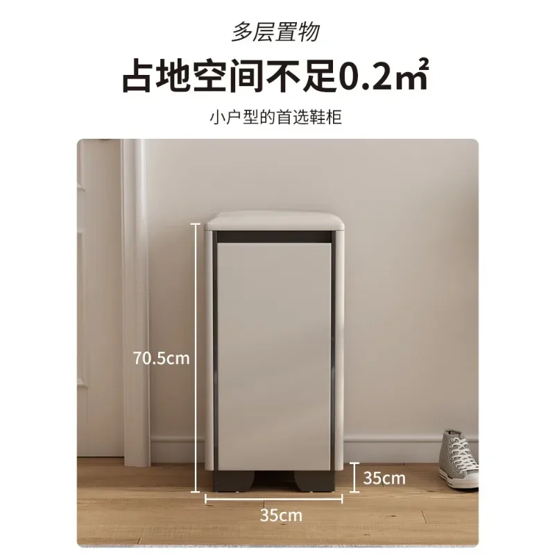 Solid wood shoe changing stool Modern light luxury door shoe rack Seated shoe stool Small  cabinet Soft bag long stool
