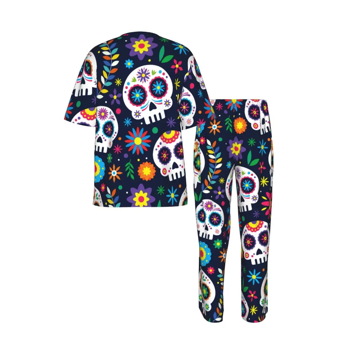 Immagine 4: Pigiama da uomo a maniche corte, due pezzi con pantaloni, Dia De Muertos, Day Of The Dead, abbigliamento da casa, pigiama.
