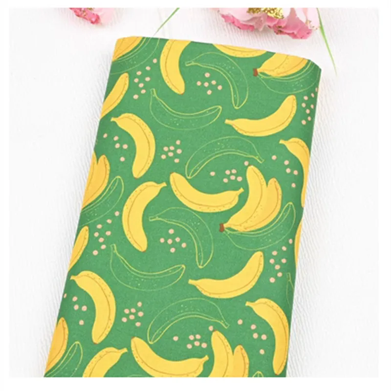 Plain 100% Cotton Fabric, Pastoral Wind Fruit Banana Print, Handmade DIY Bag Garment Shirt Dress, Sewing Tissue, CR-1811