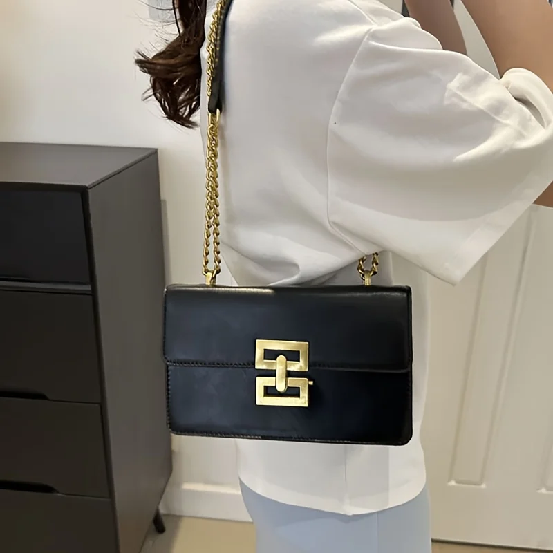 Women's New Moon Bag, Retro Chain, Large Capacity Small Square Bag, Fashionable and Versatile Pu Leather Shoulder Bag, Crossbody Bag - view 4