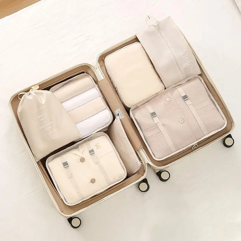 

Travel e Seven-Piece Set Clothing Storage Bag Lage Organizer Underwear Ox Cloth Bag for Home And Travel Use