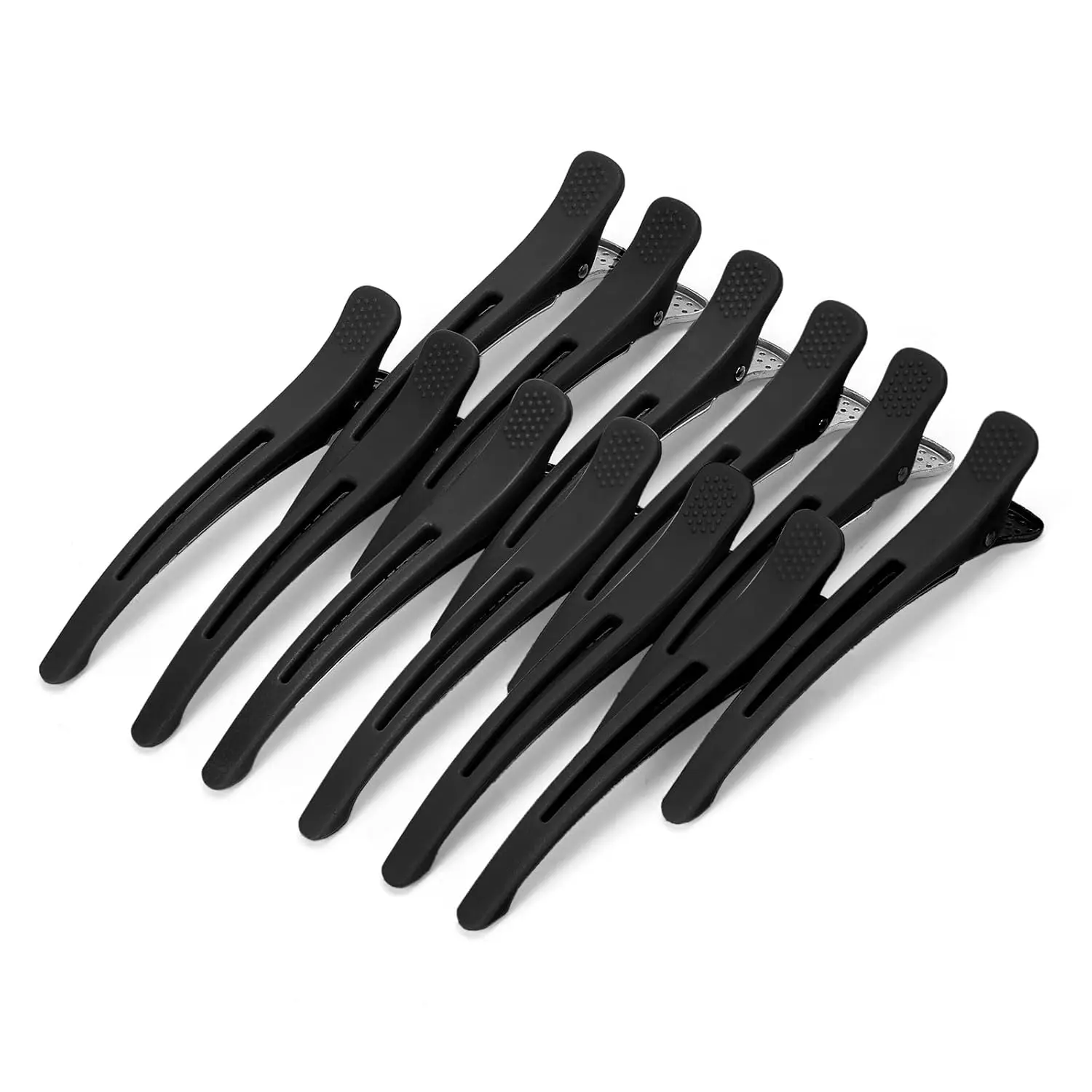 

Black Hair Clips for Styling - Non-Slip Roller Clips with Silicone Band - 12PCS Salon Sectioning Tools