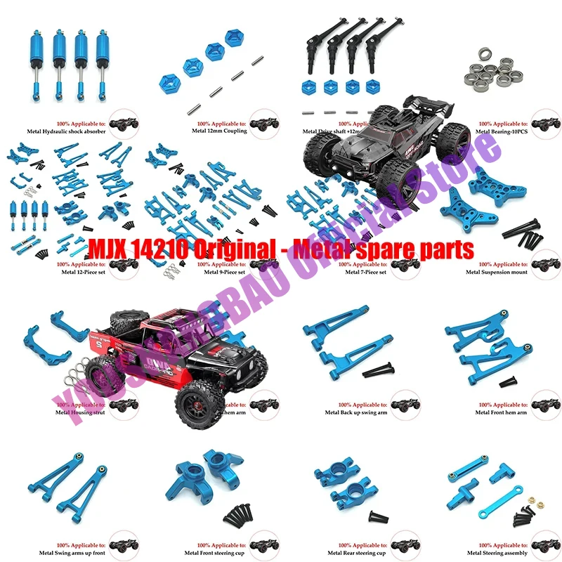 Mjx 14210 14209 H14BM Metal Steering Cup Upper Lower Swing Arm Set Shock Tower Bracket Body Post Hyper Go RC Car Upgrade Parts