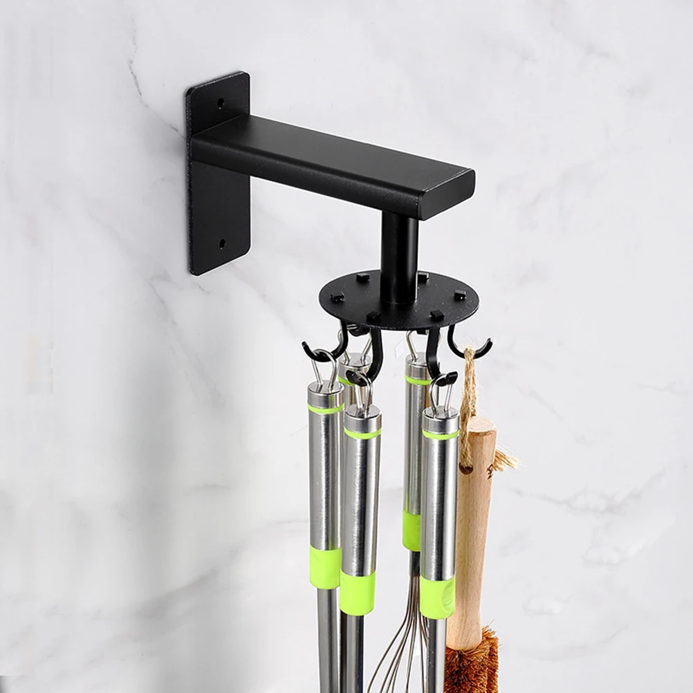 رف تخزين المطبخ المثبت على الحائط من الألومنيوم بدون مساحة خالية من اللكمات، 6 خطافات منزلية معلقة سهلة التركيب، إزالة الاستخدام اليومي القابل للتعديل #4