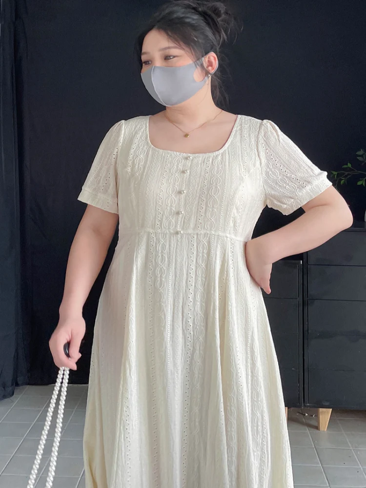 

Stunning plus Size Lace Dr Slimming High Waist A-Line Summer Women's Faion Sweet Sle Polyester Fiber ort Sve Long...