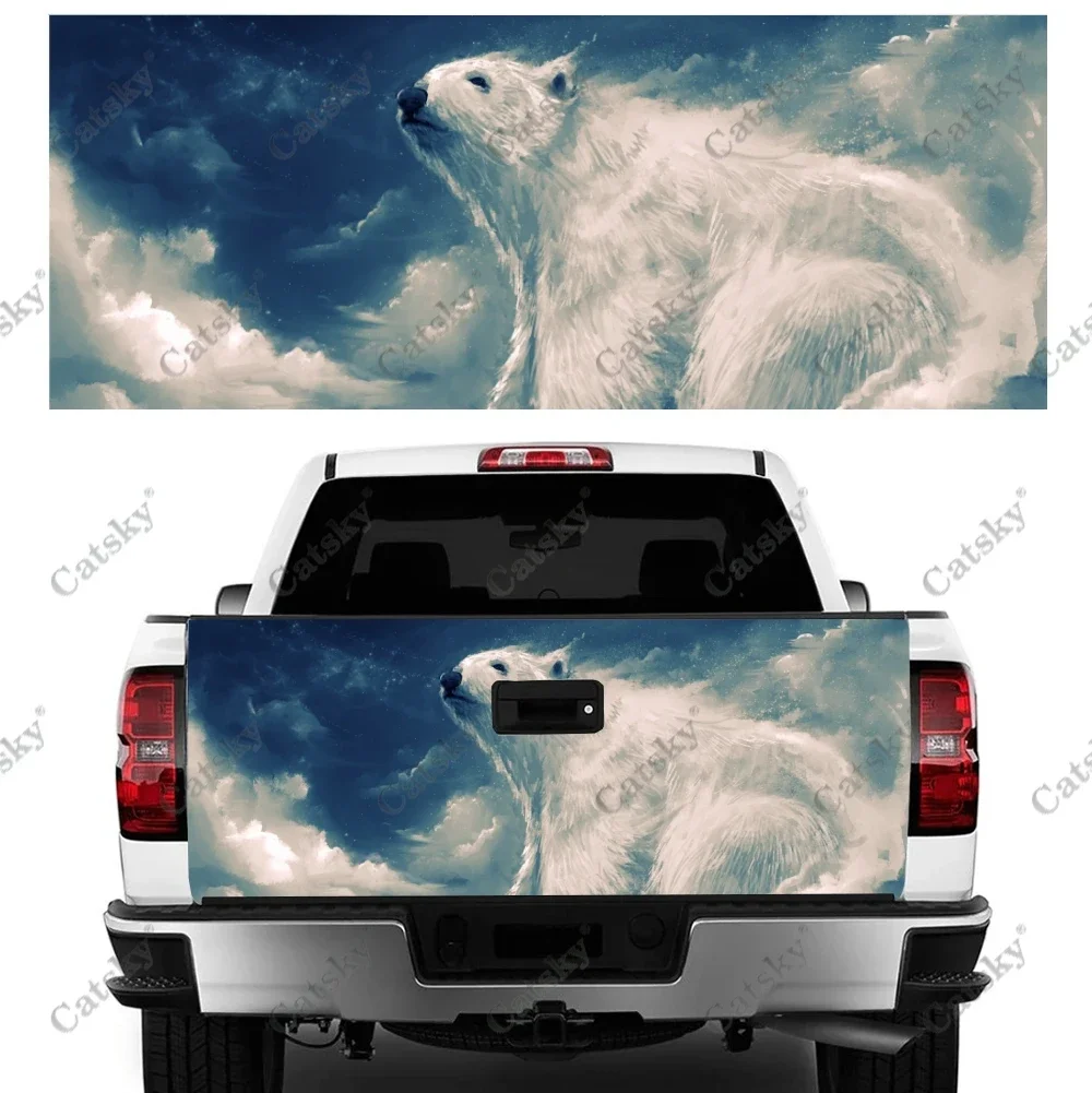 Animal Polar Bear Printing Car Tail Trunk Protect Vinly Wrap Sticker Decal Car Hood Decoration Sticker for SUV Off-road Pickup