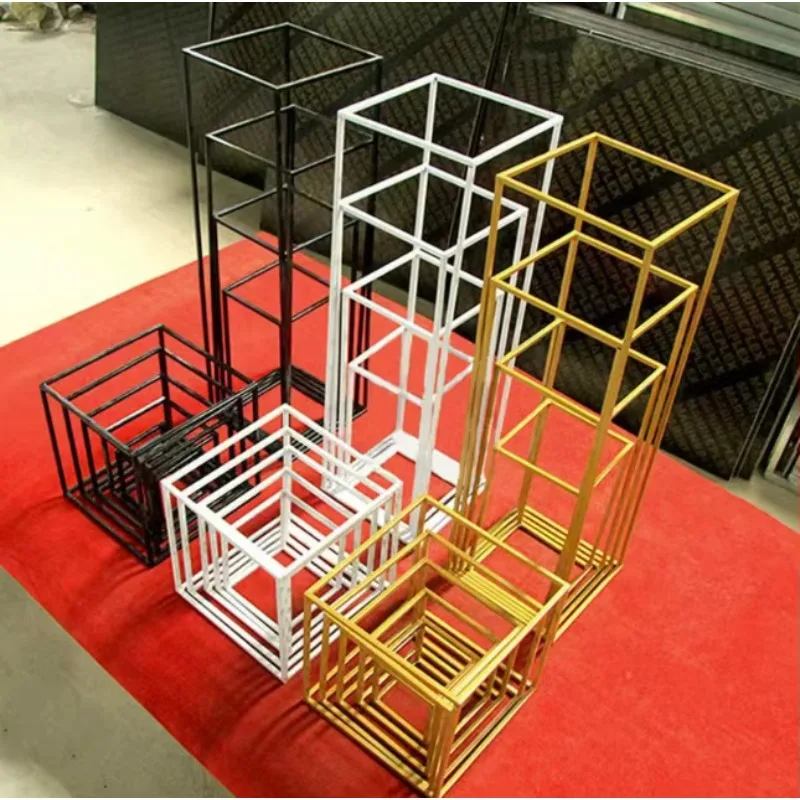 

Популярная кованая квадратная подставка для цветов, прямоугольные геометрические украшения для витрин, праздничные декорации для свадеб и праздников.