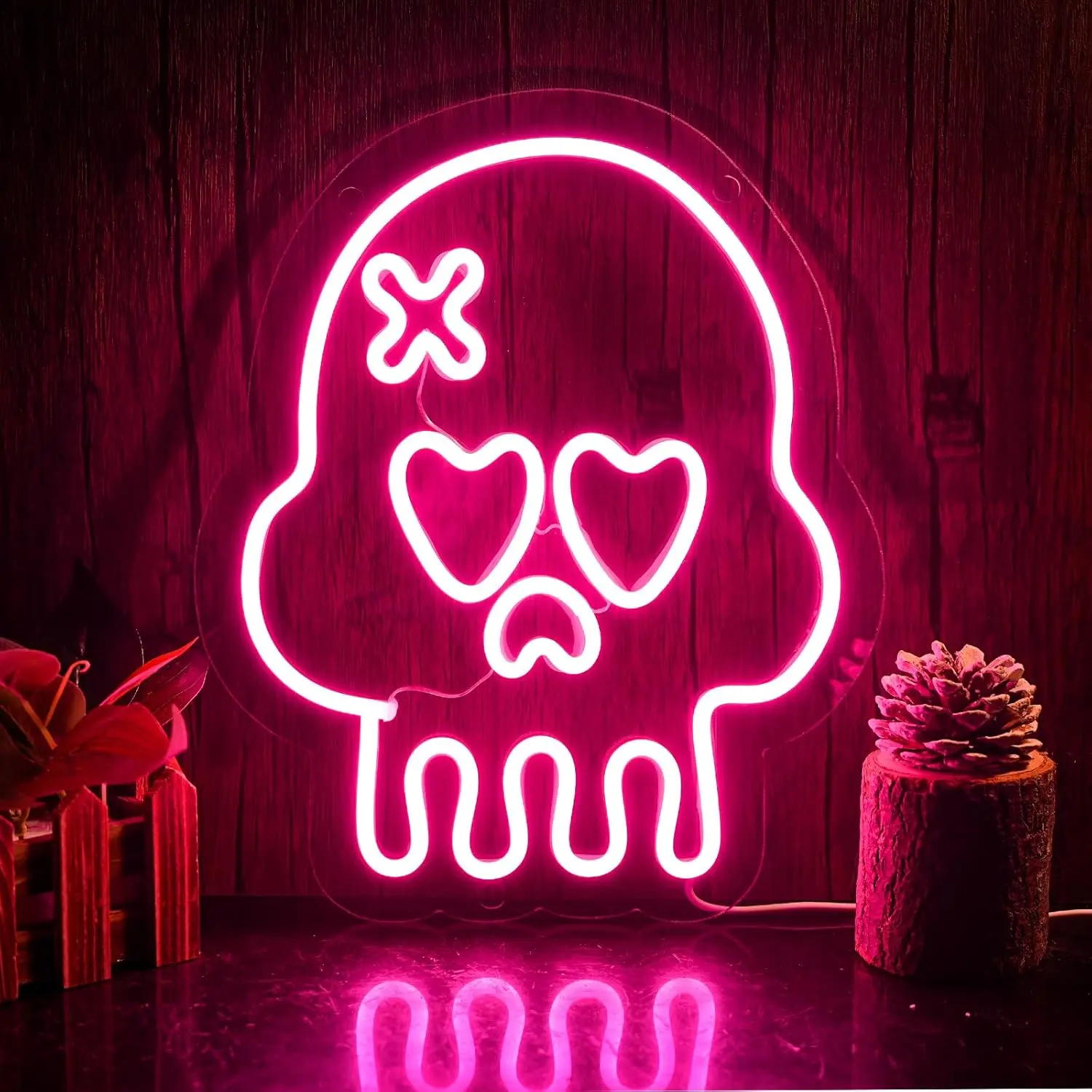 

Pink Skull Neon Light Sign Dimmable LED Neon Sign For Wall Decor Party Shop Club Bar Game Room Office Decor Birthday Gift