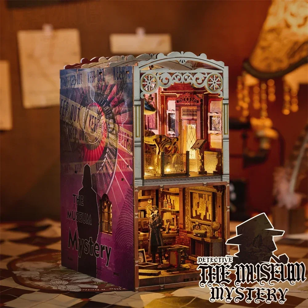 The Museum Mystery Bookshelf Home Bookend Decoration Retro Wooden DIY Book Nook Shelf Insert Miniature Kits Adult Handmade Gifts