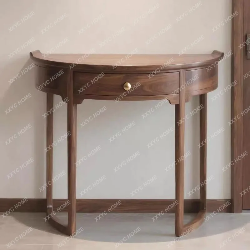 XXBlack walnut entrance table New Chinese solid wood Zen corner case End view table Decorative cabinet