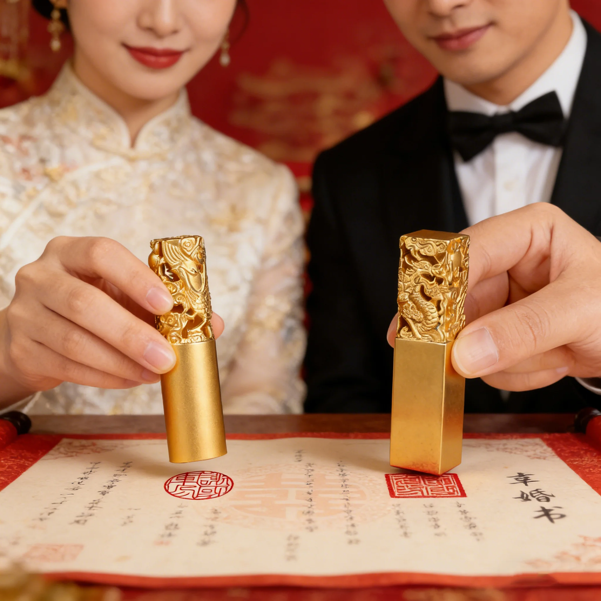 Stamp Custom Brass Jade Seal Gold Dragon Phoenix Name Stamps for Calligraphy Painting Chop Couple Wedding Gifts