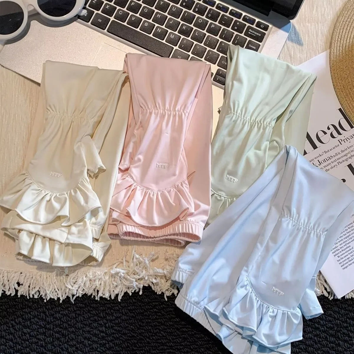 Solid-color Loose Ice-silk UV-protection Arm Sleeves for Women Summer Sun-shading and UV-blocking Arm Covers for Cycling Driving