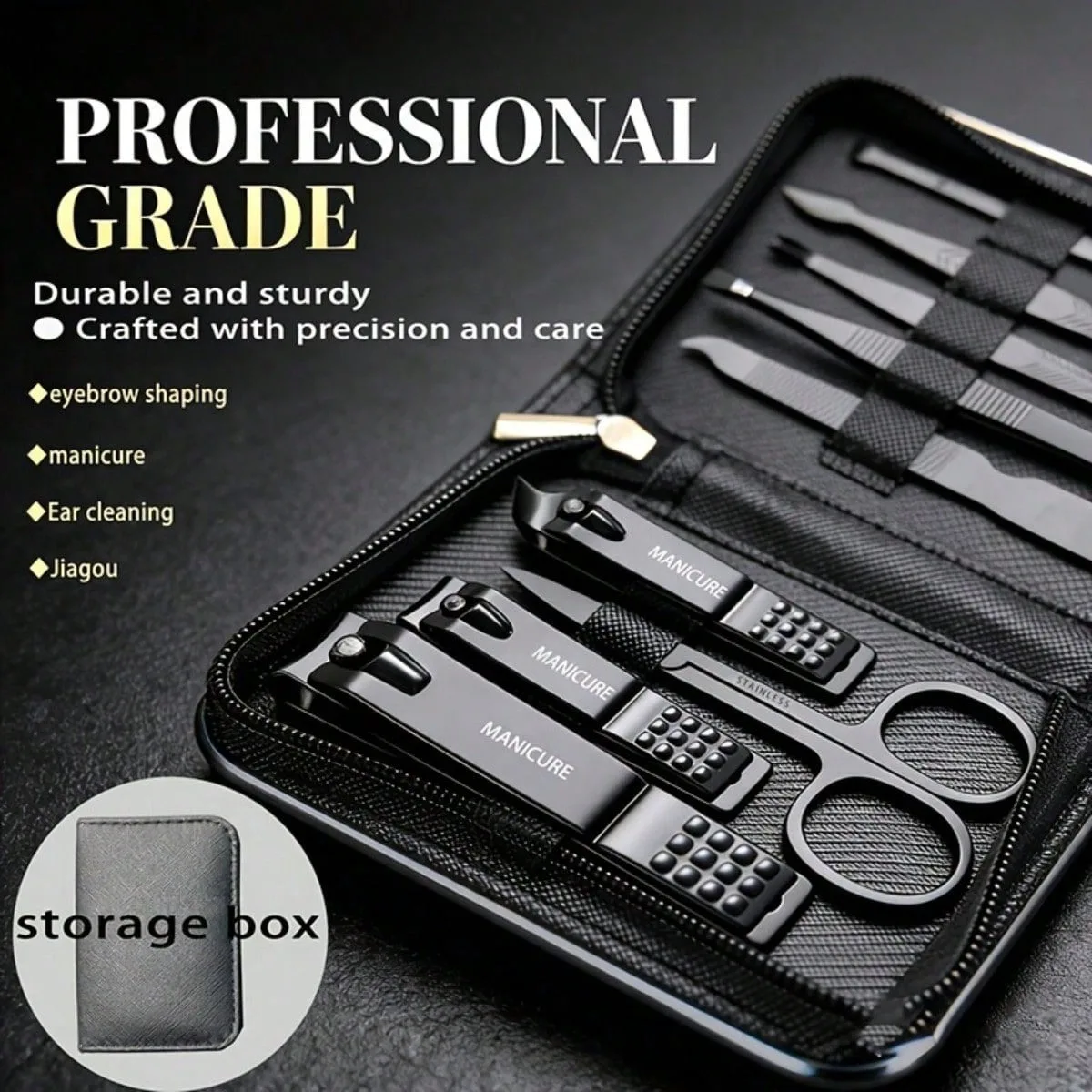 6/9pcs Stainless Steel Professional Nail Care Kit with Travel Case - Cuticle Pliers, Hand & Foot Care Tools Nail Clippers gallery 1