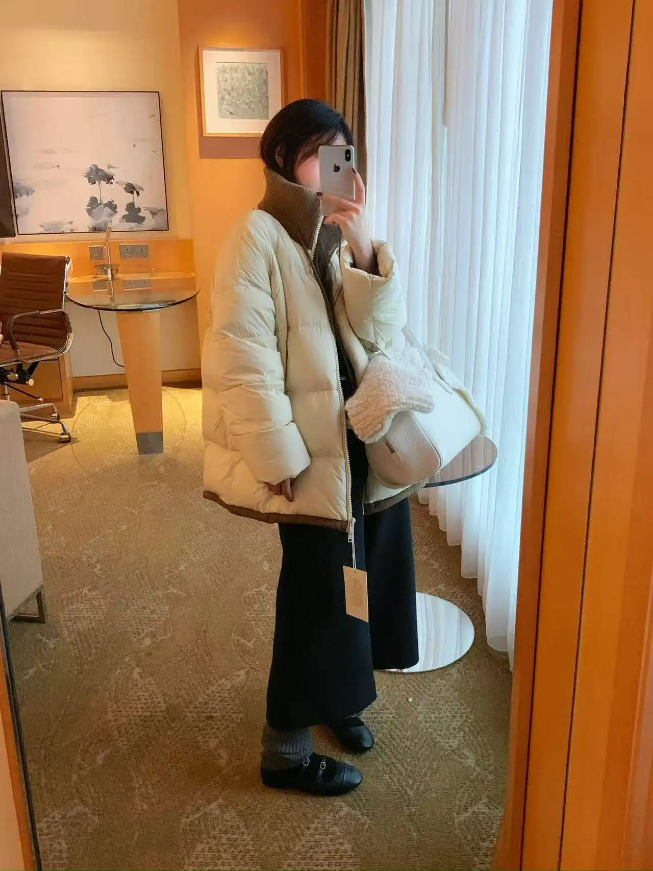 

Корейская вязаная куртка-пуховик в стиле пэчворк с воротником-стойкой, универсальная, осенне-зимняя, теплая, женская, Y258086, на молнии, L