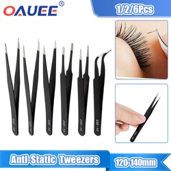 Stainless Steel Tweezer ESD Anti-static Tweezers Soldering Repairing Precision Tools Set Curved Straighr Eyelashes Sticker Tool