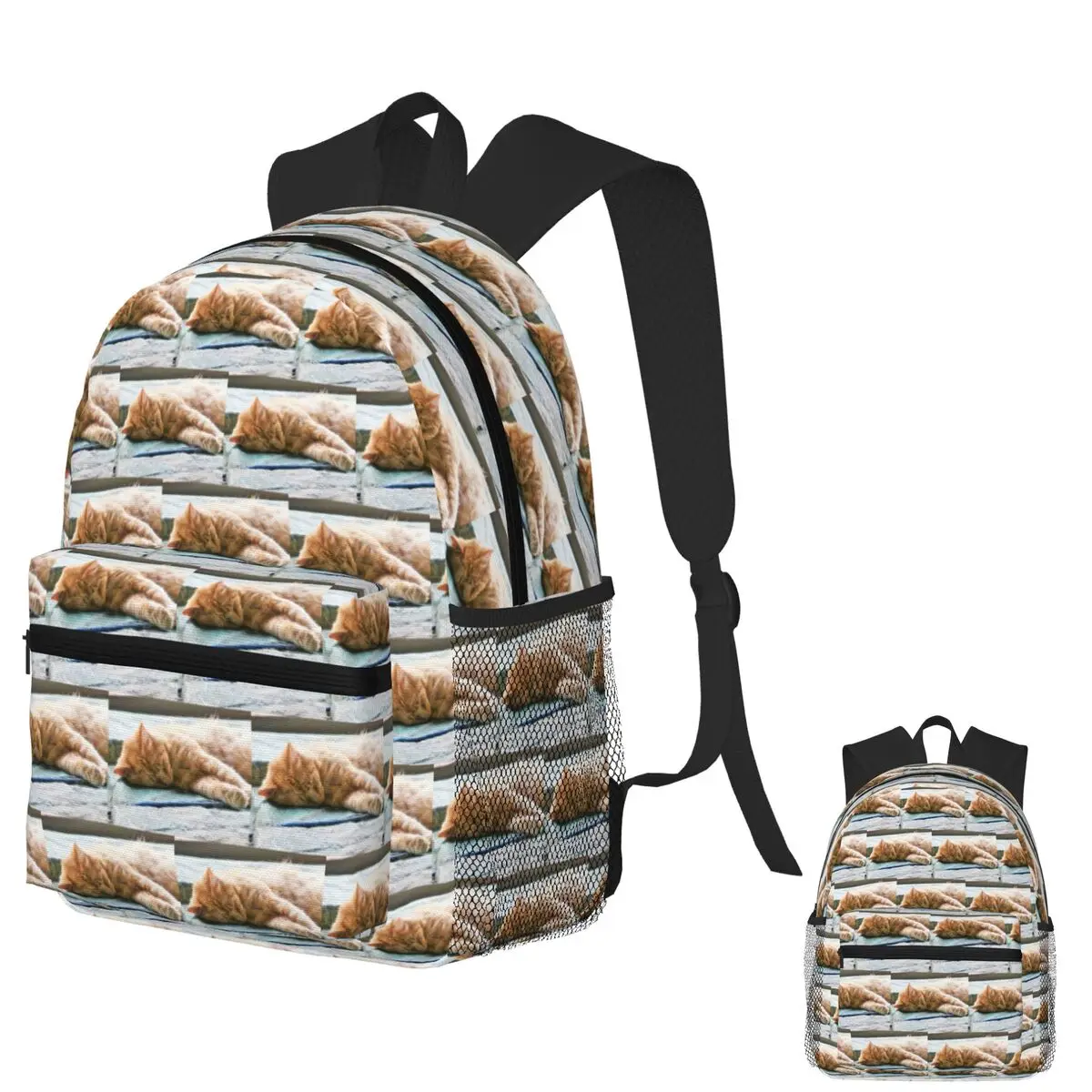 

Sleeping Longhaired Ginger Cat Student Backpack School Bag Hiking Travel Daypack for Men Women Bookbag Shoulder Bags