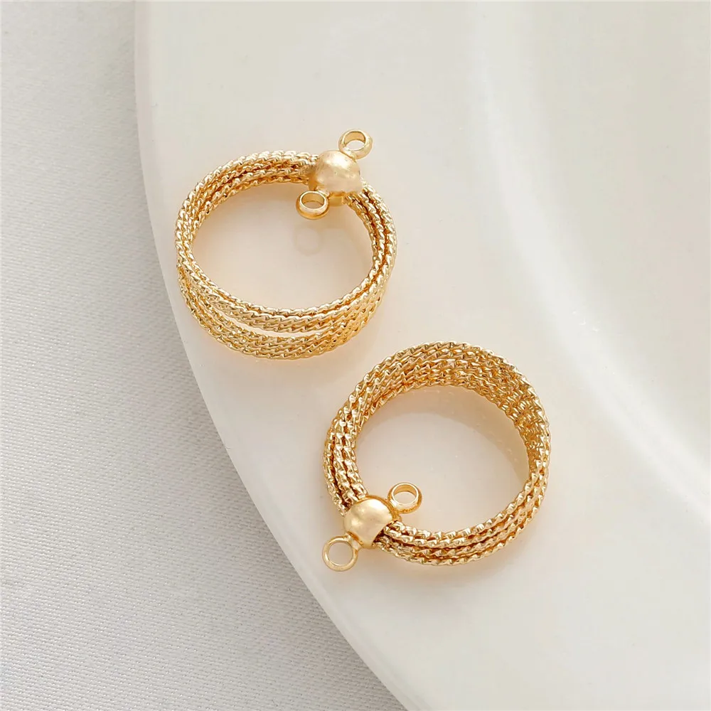 

14K Gold-wrapped Multi-layer Batch Wreath Copper Wire Winding Double Hanging Ring Pendant DIY Ear Hanging Ear Jewelry Accessorie