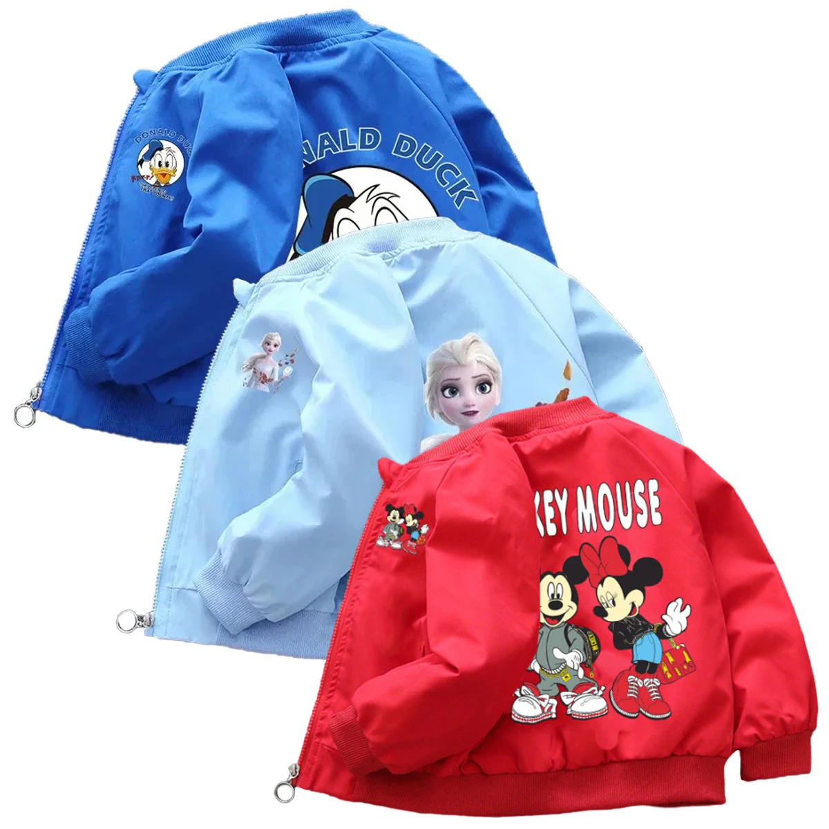 Veste Minnie Mouse pour bébés garçons et filles, vêtements pour enfants, combinaison de mode congelée, fermeture éclair, coupe-vent, printemps, 2024