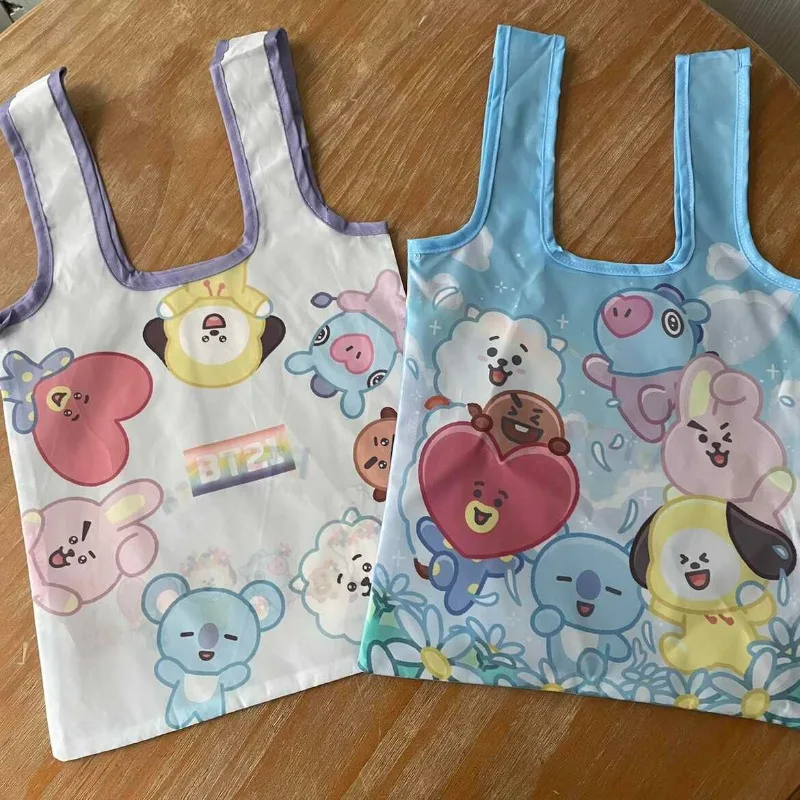 Cartoon Line Friends Chimmy Cute Small Portable Eco-friendly Bag Tata Cooky Anime Kawaii Lunch Box Vest Bag Nylon Shopping Bag