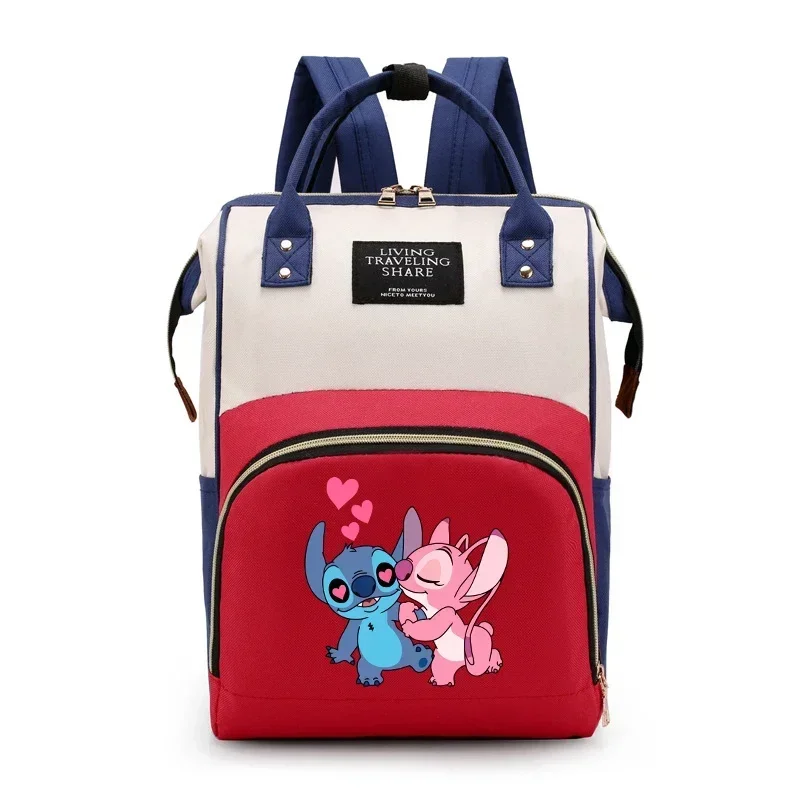 Disney Lilo&stitch Mommy Diaper Bag Baby Stroller Hanging Bag Mother Large Capacity Nappy Backpacks Convenient Baby Nursing Bags