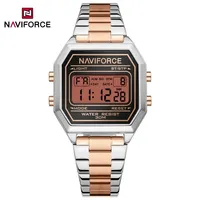 NAVIFORCE NF5063S Luxury Ladies Electronic Watch Date Display Luminous Mode LED Lamp 3ATM Waterproof Stainless Steel Strap Watch