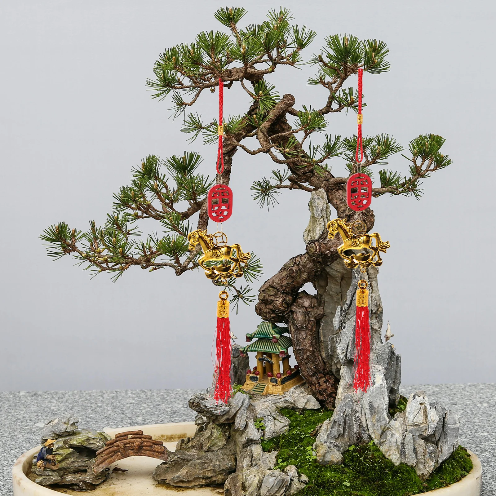 

12pcs Wooden Horse Hanging Plaque Lunar New Year Pendant Chinese Wall Decor For Home Office Bonsai Spring Festival Decoration