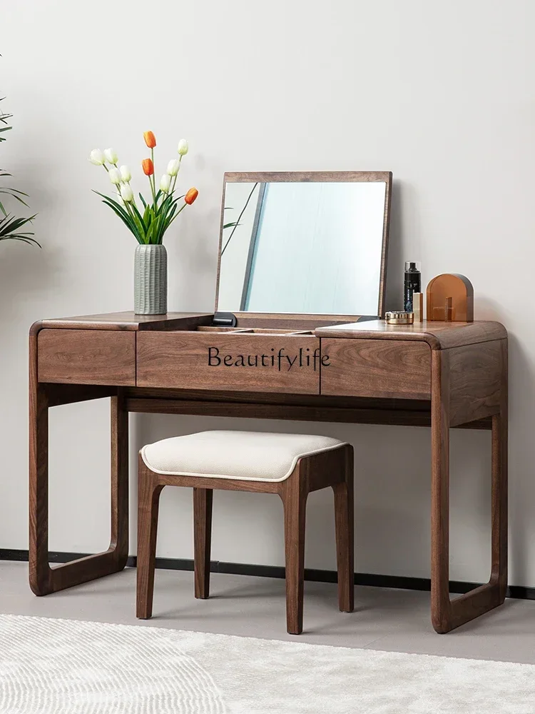 

FG10*black walnut dresser modern simple solid wood clamshell storage cabinet