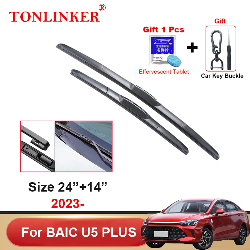 

TONLINKER Car Wiper Blades For BAIC U5 PLUS 2023 1.5MT 1.5CVT Car Accessories Front Windscreen Blade Wiper Goods Size 24"+14"