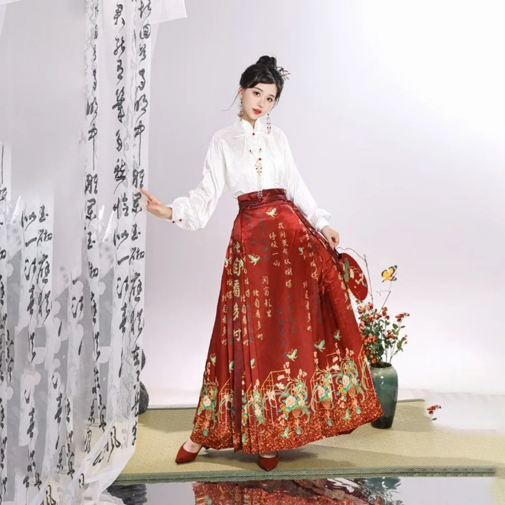 Original Hanfu Set - Ming Dynasty Mian Skirt New Chinese Style Face Horse Skirt Outfit for Women Elegant Traditional Costume