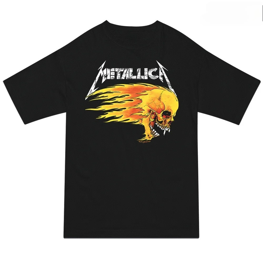 

Футболка Metallica Flame Skull Tour, модная футболка унисекс, ретро-группа в стиле хэви-метал, рок, любитель искусства в стиле хип-хоп