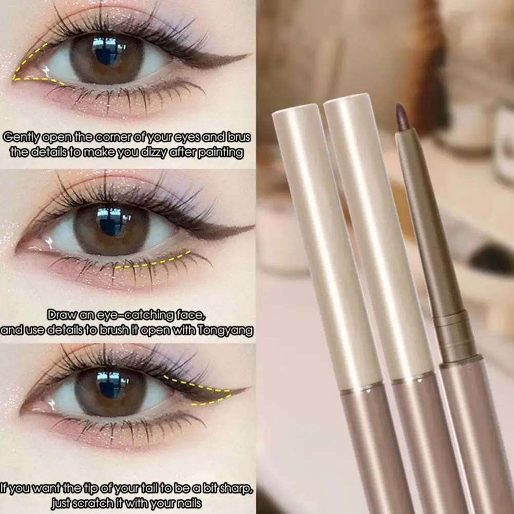 Liggende Zijderups Eyeliner Gel Pen 1.5Mm Dunne Duurzame Niet Waterdichte Oogmake-Up Bloeiende Zwarte Voering Oogpotlood Schaduw Pen Bro P1h3