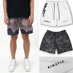 KINETIC Mens Verão Nova Moda Esportes Ginásio Fitness Correndo Basquete Malha Calças Curtas Masculino Quick Dry Casual Respirável Shorts