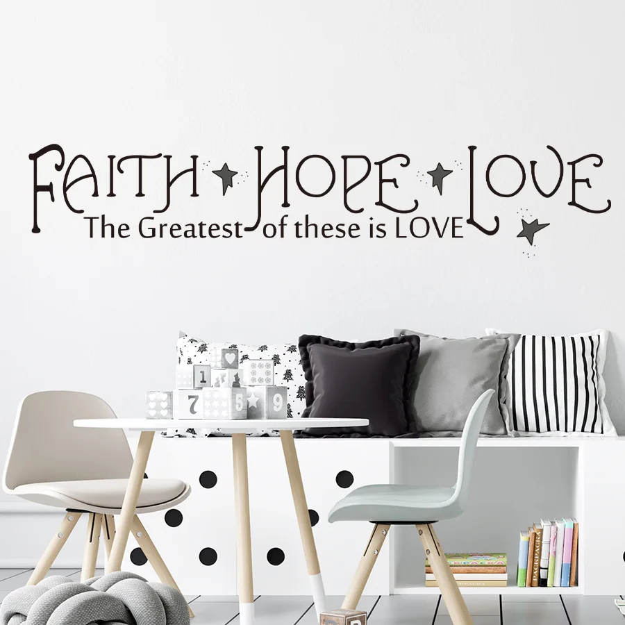 Word Faith Hope Love Wall Stickers Art Home Decorations Wall Decals For DIY Living Room Kids Bedroom Wall Decor