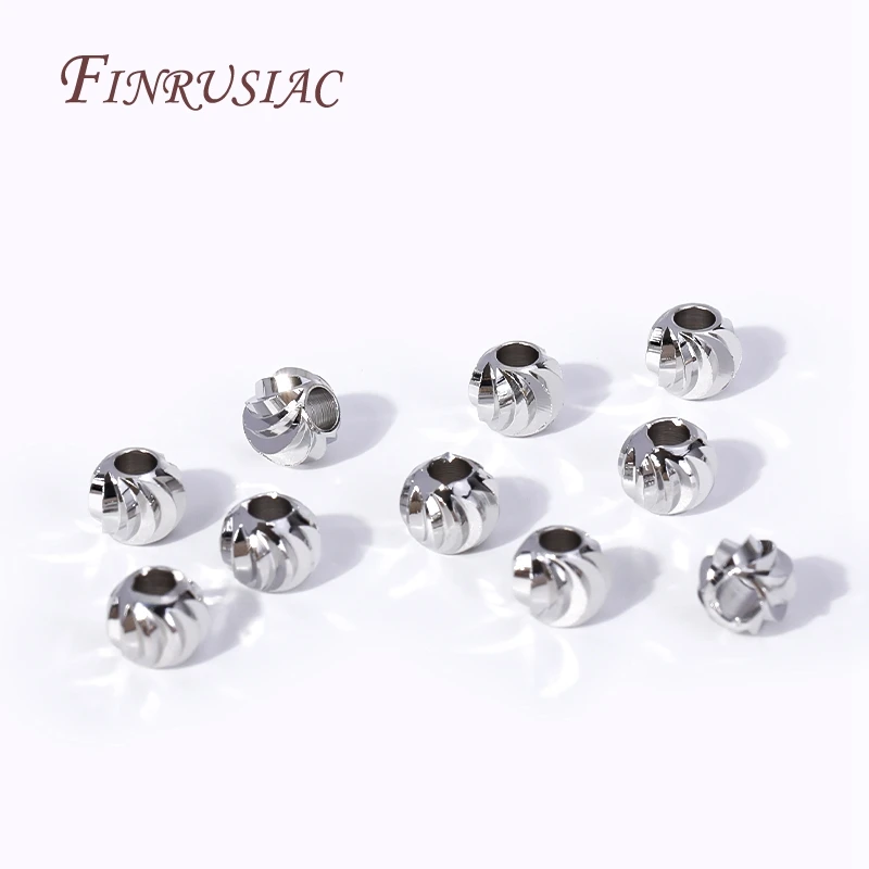 5 Sizes Round Spacer Beads 18K Gold Plated Brass Metal Beads Cut Pattern Separators Beads For DIY Handmade Jewelry Accessories