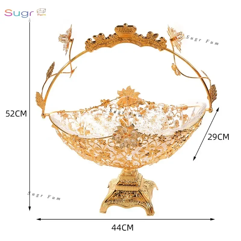 

European high-end fruit basket ornament, exquisite flower relief fruit basket decoration, living room snack storage basket craft