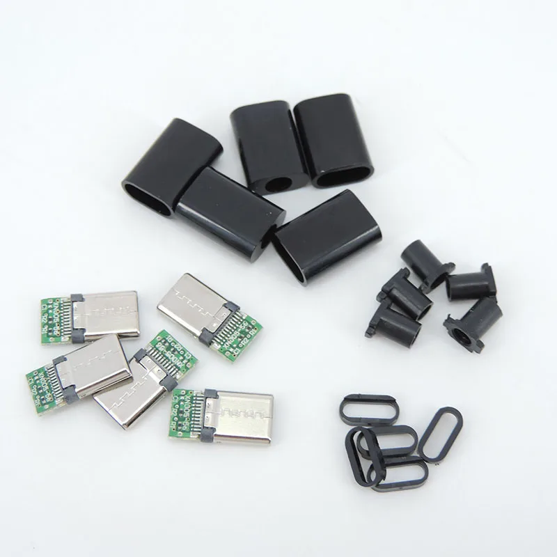 TYPE C USB 3.1 24 Pin Male Plug Welding power Connector Adapter diy Repair Type-C Charging Data Cable Accessories white black Q1