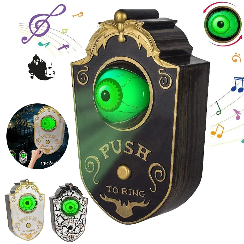 

Glowing Eyeball Doorbell Motion Activated Halloween Prop with Spooky Sound Effects for Haunted House Scary Decoration Pranks