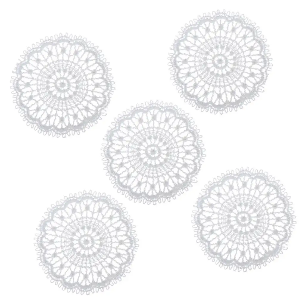 1/12 Dolls House 5Pieces Lace Round Tablecloth Decoration Accessory White