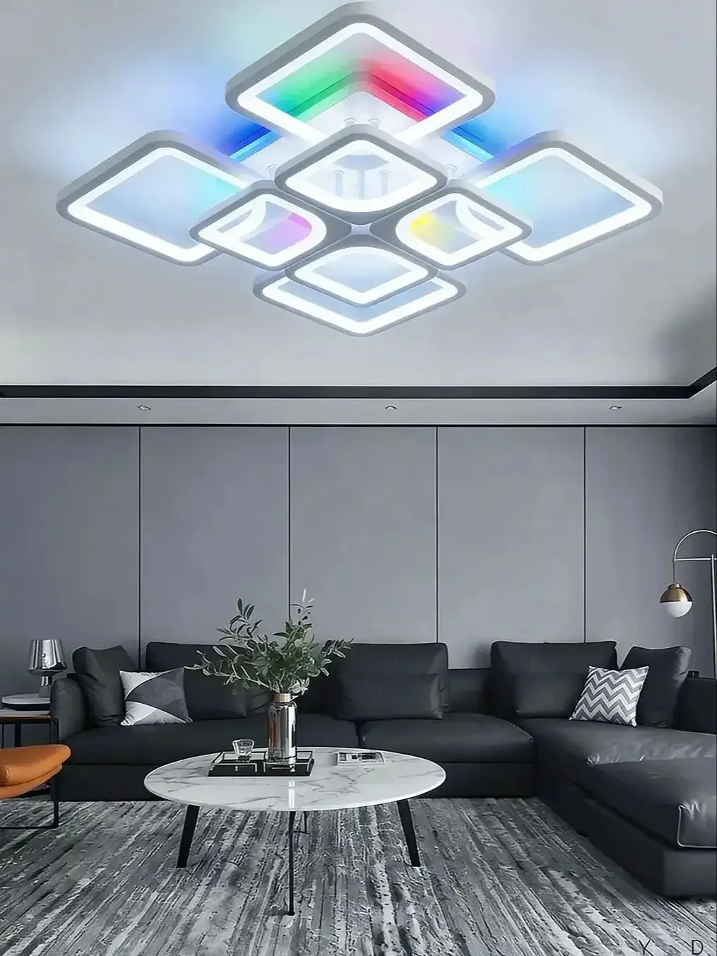 RGB-Smart-Deckenleuchter mit Fernbedienung, App-Dimmung, einfache LED-Lampe für Party, Wohnzimmer, Schlafzimmer