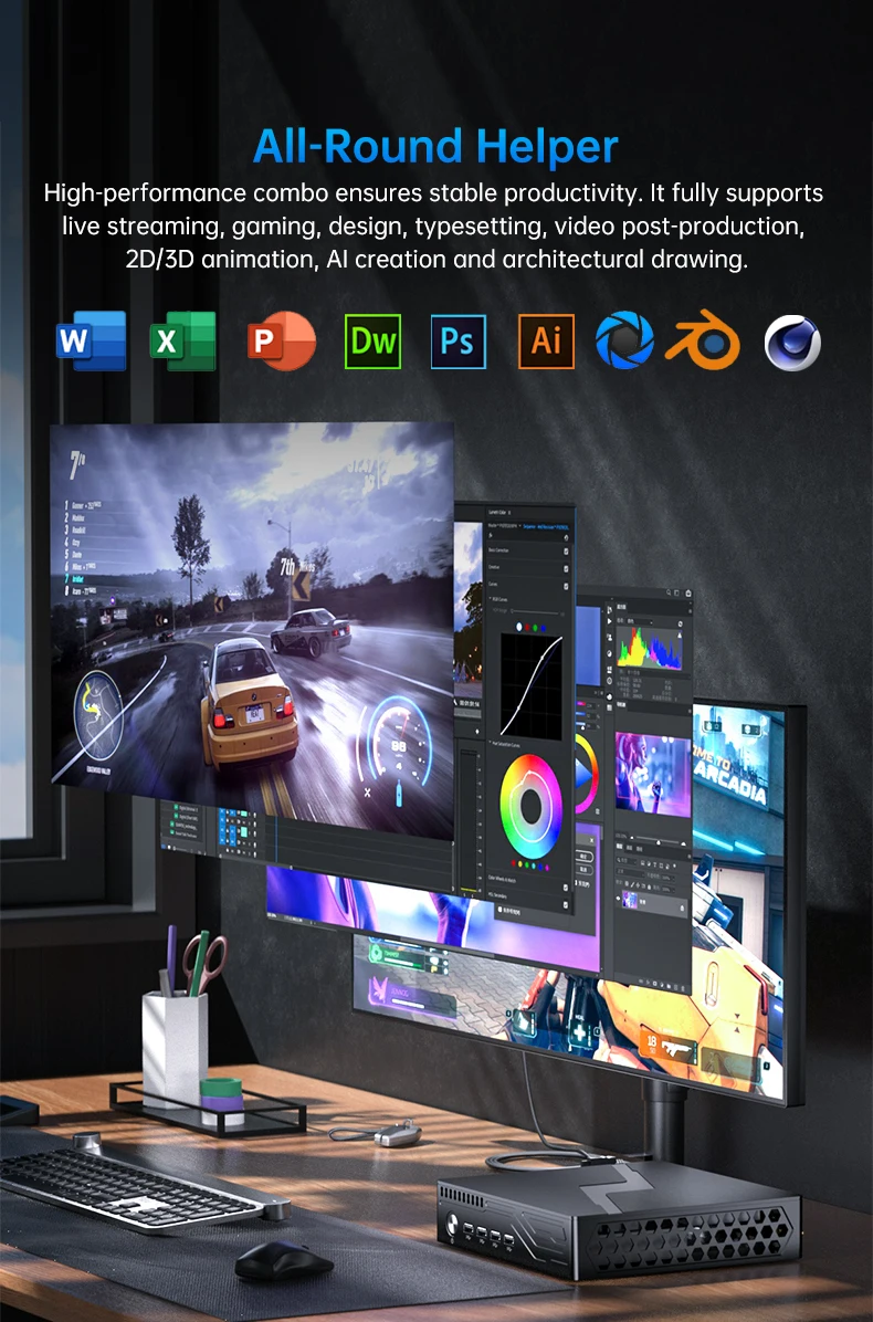 MSECORE MV9 Mini Gaming PC Intel Core I9-9900T RTX3050 6G Discrete Graphics DDR4 NVMe SSD WiFi5 BT5.0 HDMI DP Type-C 4K ESports