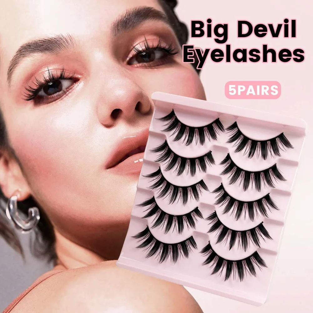 Cat Eye Big Devil Falsche Wimpern Volle Streifen Auge Schwanz Verlängerung Cat Eye Gefälschte Wimpern Lange Geflügelte Natürliche Faux Nerz Wimpern