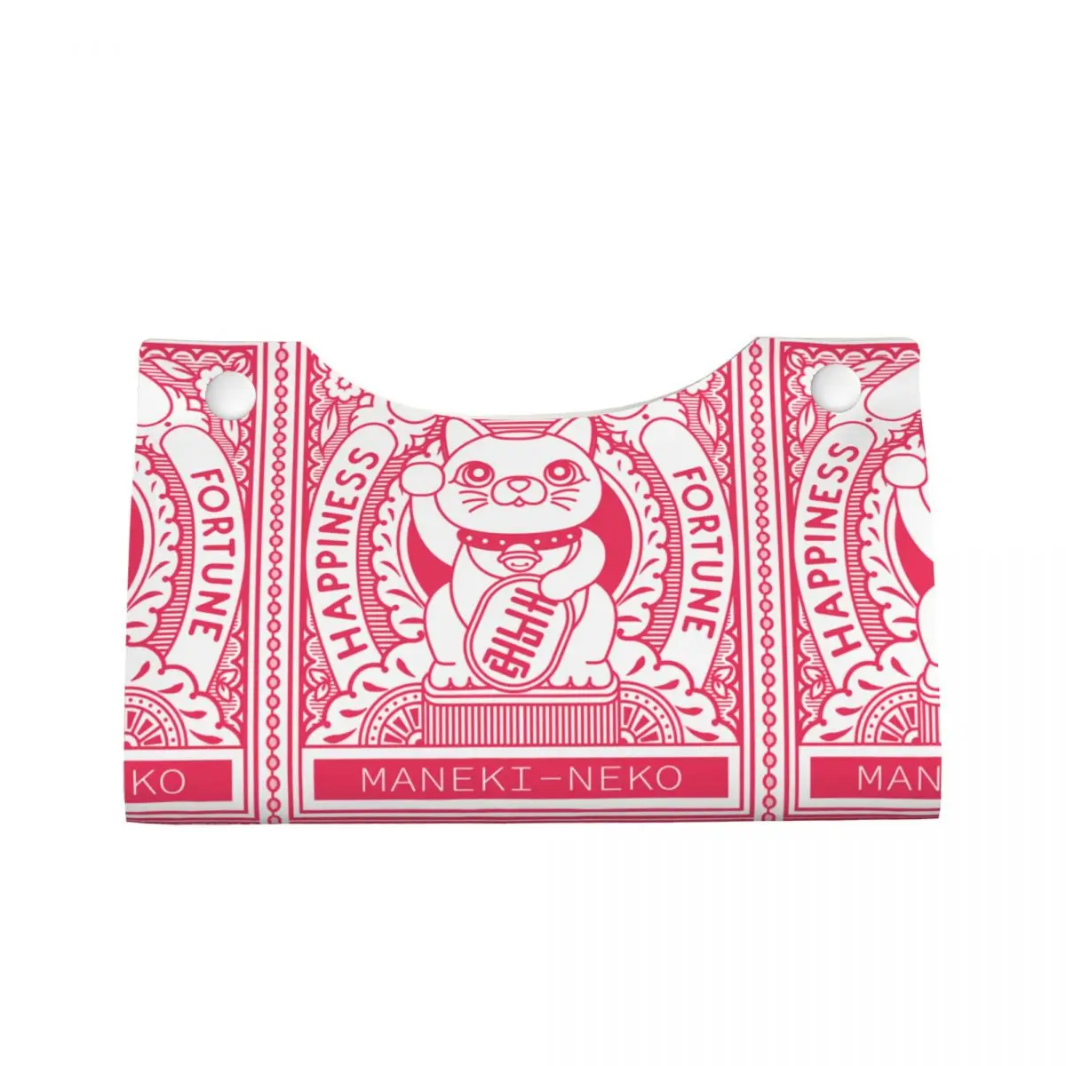 Custom Maneki Neko Facial Tissue Box Cover Rectangular Lucky Fortune Cat PU Leather Tissue Box Holder for Car Office